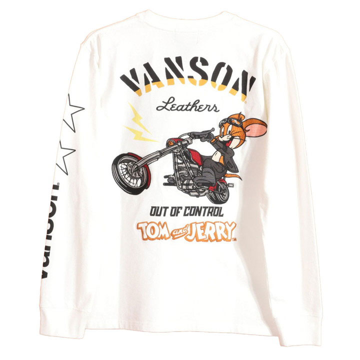 24h限定P最大12倍!5/22am01:59迄 VANSON トムとジェリー コラボ ロンT TJV-2502 バンソン TOM AND JERRY 刺繍 長袖Tシャツ | VANSON | 02