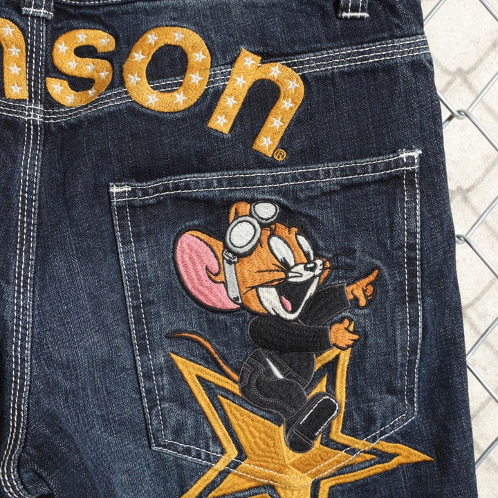 VANSON トムとジェリー コラボ デニムパンツ TJV-2508 バンソン TOM AND JERRY 刺繍の画像