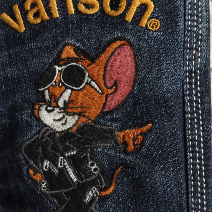 VANSON トムとジェリー コラボ デニムパンツ TJV-2508 バンソン TOM AND JERRY 刺繍の画像
