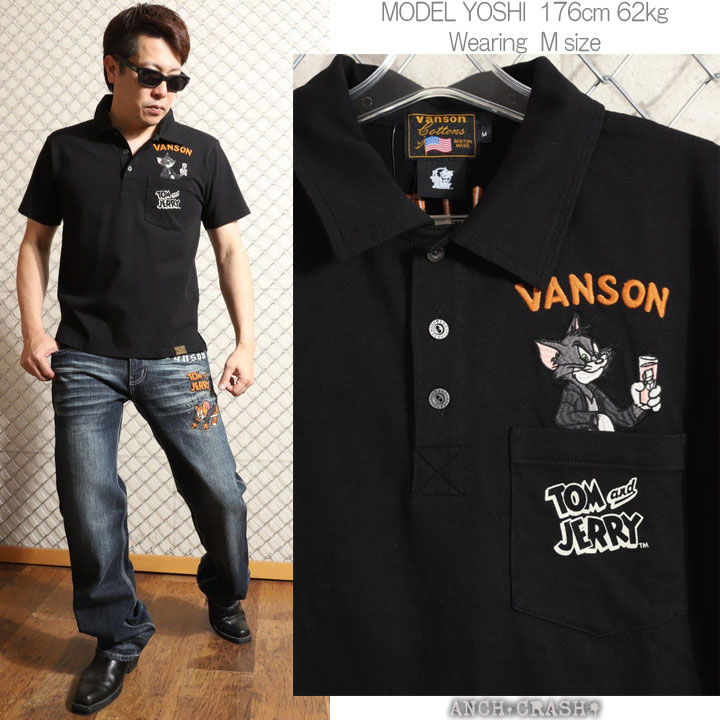 VANSON トムとジェリー コラボ 半袖ポロシャツ TJV-2510