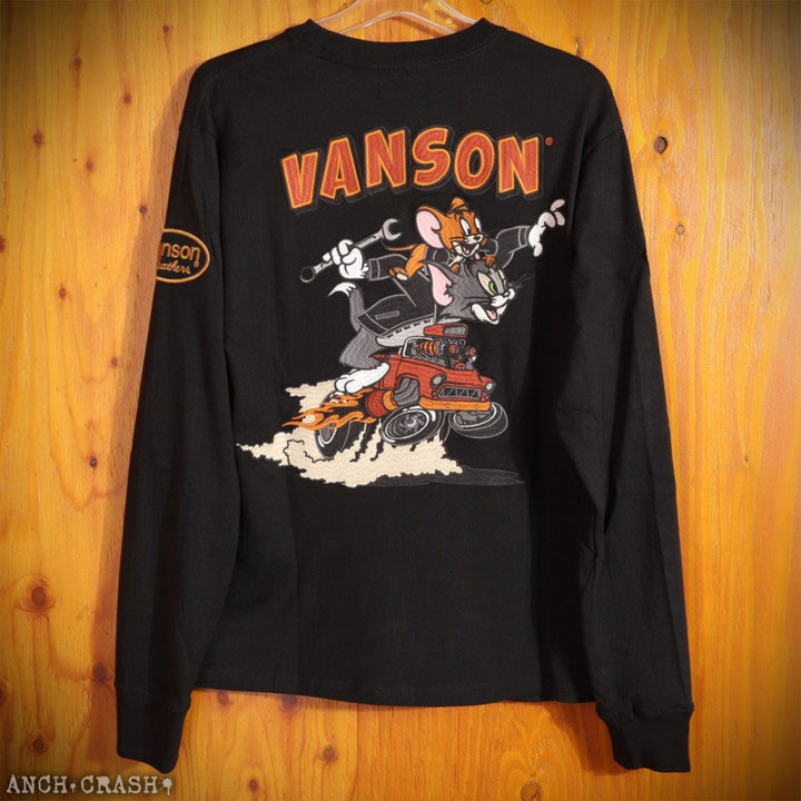 VANSON トムとジェリー コラボ ロンTEE (TJV-2531) 【送料無料】バンソン TOM AND JERRY 刺繍 ワッペン 長袖Tシャツ VANSON（バンソン） 24h限定P最大17倍!1/11pm23:59迄 トムとジェリー