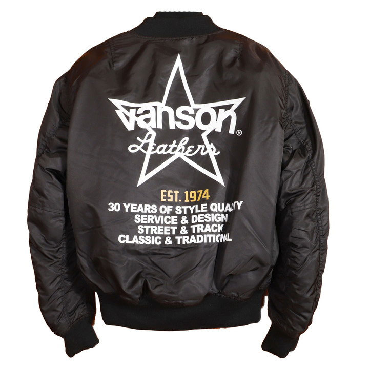 VANSON バンソン MA-1 ライダースジャケット TVS2107W 透湿防水フィルム内蔵 肩・...