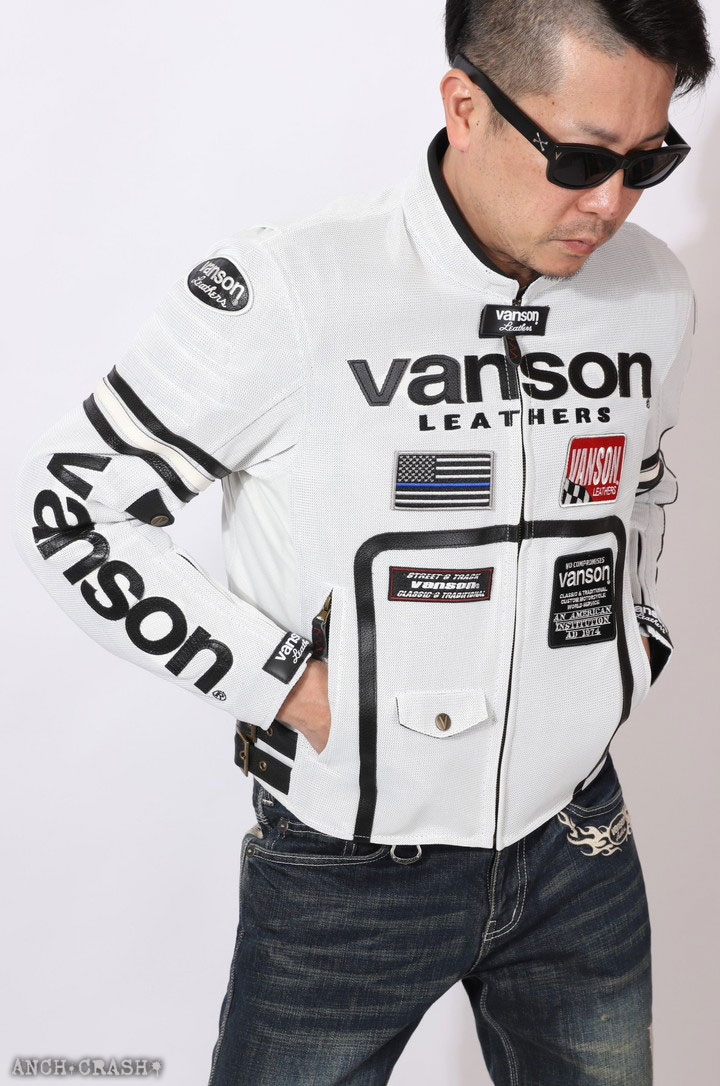 VANSON バンソン メッシュライダースジャケット VS24105S 肩・肘