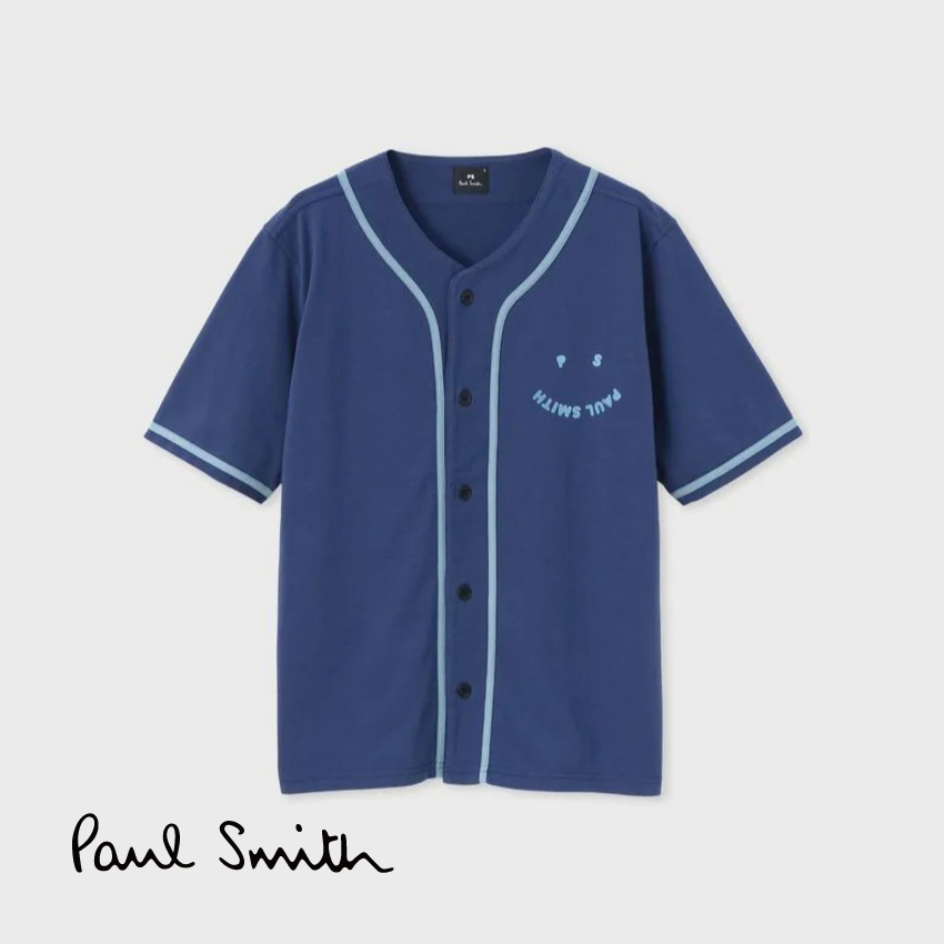 送料込 Paul ブランド メンズ Tシャツ 雑貨 ブランド Smith Paul ファッション メンズ Smith 932up ベースボールシャツ Happy Smith Paul Ps ポールスミス Tシャツ カットソー