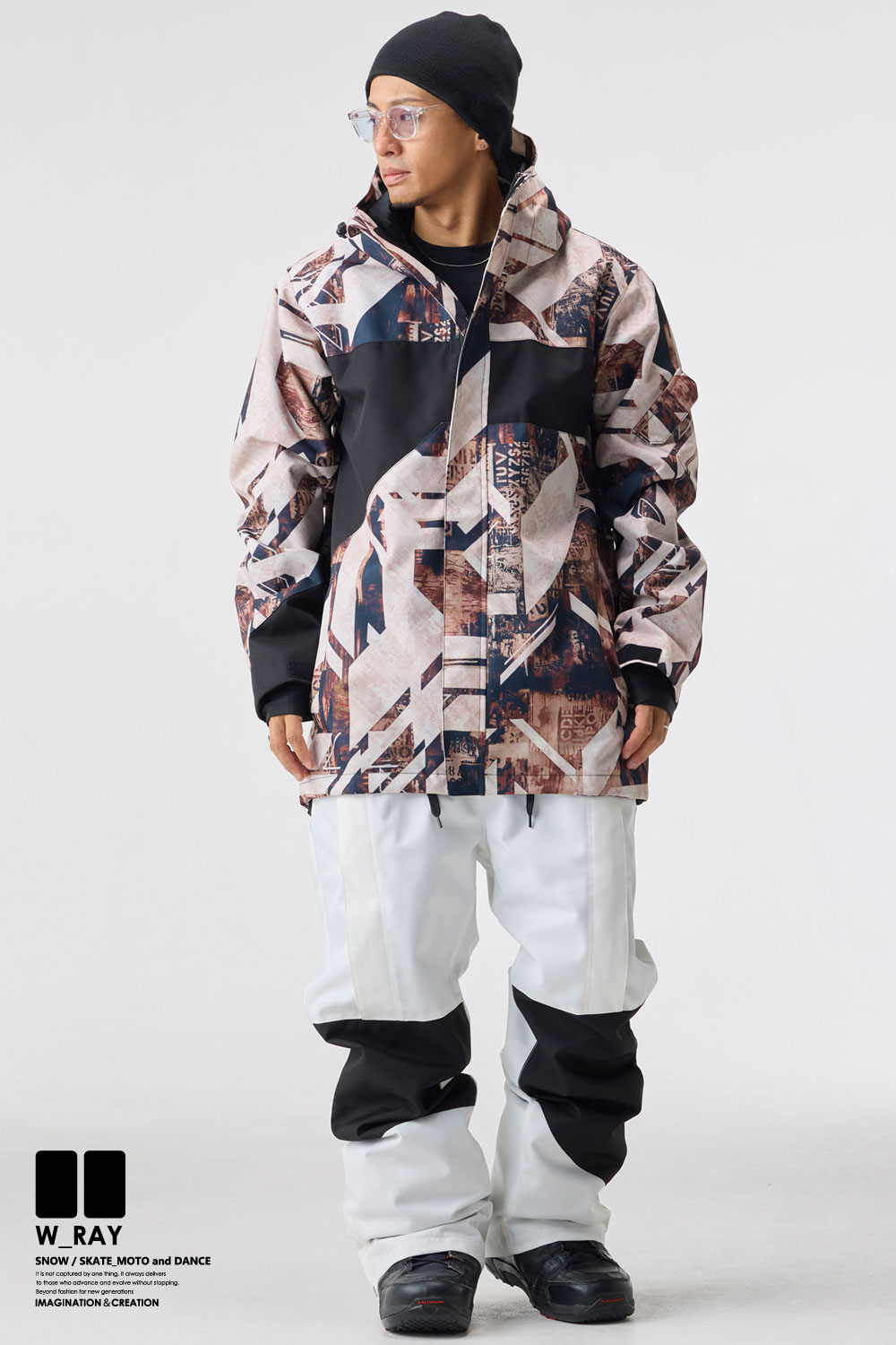 W_RAY スノーボードウェアセット S カモフラージュ リアリズム スノーボード ウェア メンズ レディース 型落ち 上下セット
