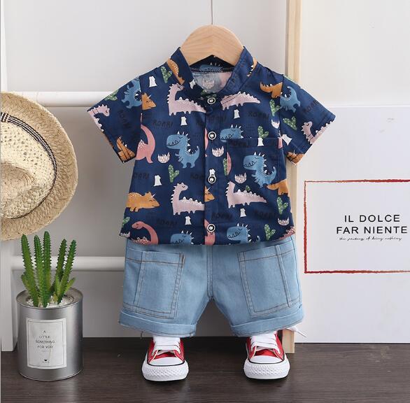 子供服 夏服 ２点セット シャツ パンツセット 男の子 女の子 キッズ 韓国ファッション カジュアル系 グリーン ダークブルー ベージュ 送料無料
