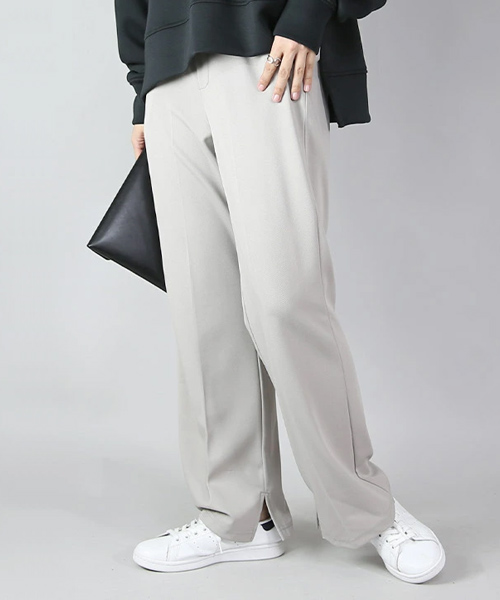 【アンパスィ】極美品 ストレッチパンツ グレー Lサイズ レディース GLOBAL WORK（グローバルワーク） パンツ スゴラクストレッチスリム
