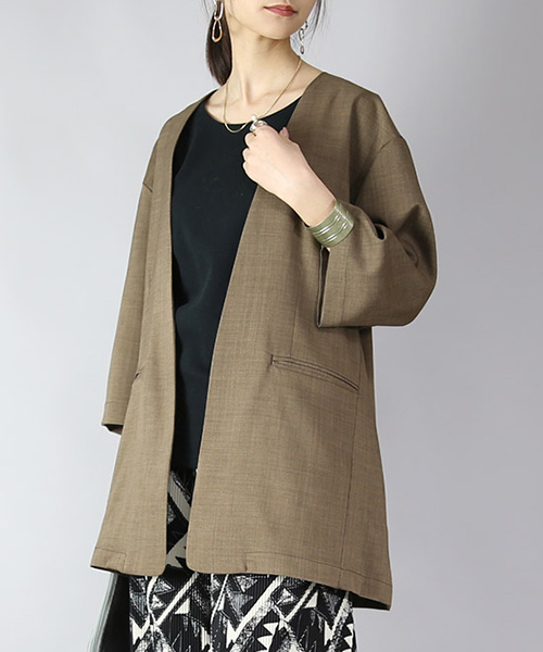 and it_ ノーカラージャケット レディース 七分袖 トップス ライト