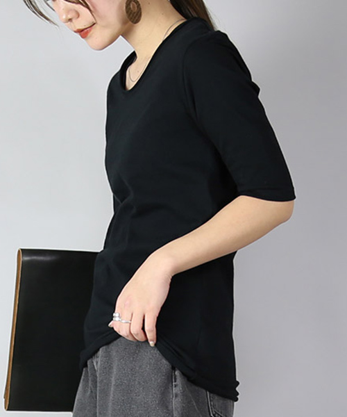 and it_ カットソー レディース 五分袖 日本製 綿 tシャツ ロンt