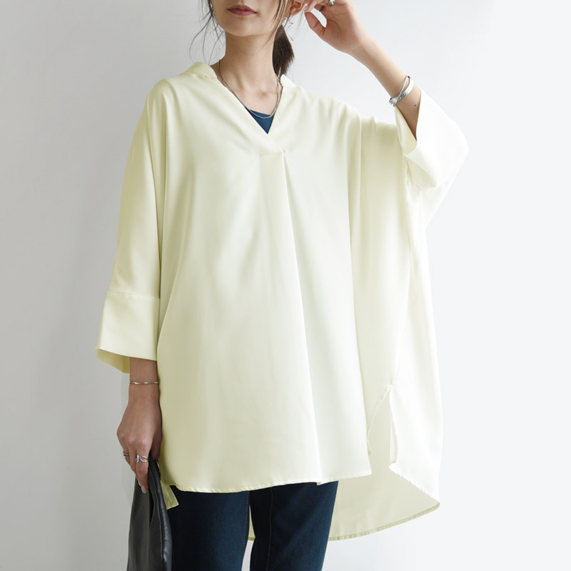 ブラウス レディース 白 撥水 撥油 春 夏 長袖 2way 体型カバー トップス オフィス 50代 40代 30代 20代 シンプル 防汚加工 おしゃれ and it_ シャツ レディース 白 撥水 撥油 春 夏 七分袖 長袖