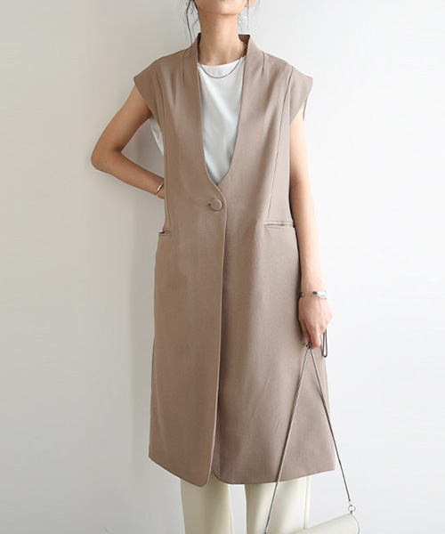 レディース 前開き おしゃれ 大きいサイズ ジレ  ジレ 春 夏 体型カバー 春服 夏服 羽織り 無地 Vネック ジレ カジュアル and it_ ジレ レディース ロング 50代 40代 30代 20代 トップス