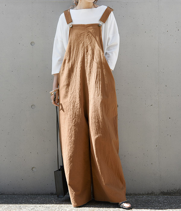 人気カラー再販 サロペット レディース 40代 30代 代 オールインワン コーデ パンツ ボトムス 春 夏 綿 コットン ブラウン ダークオレンジ カジュアル 人気ブランドを Admarwork Pl