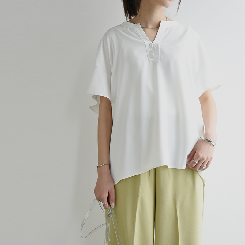 ブラウス レディース 白 撥水 撥油 春 夏 長袖 2way 体型カバー トップス オフィス 50代 40代 30代 20代 シンプル 防汚加工 おしゃれ and it_ シャツ レディース 白 撥水 撥油 春 夏 七分袖 長袖