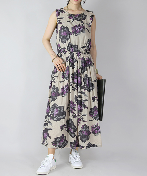 極美品❗️アンパスィ　中綿ノースリーブワンピース　グレー ボア　キルティング　L NO CONTROL AIR ノーコントロールエアー ライトクレープ ダブル