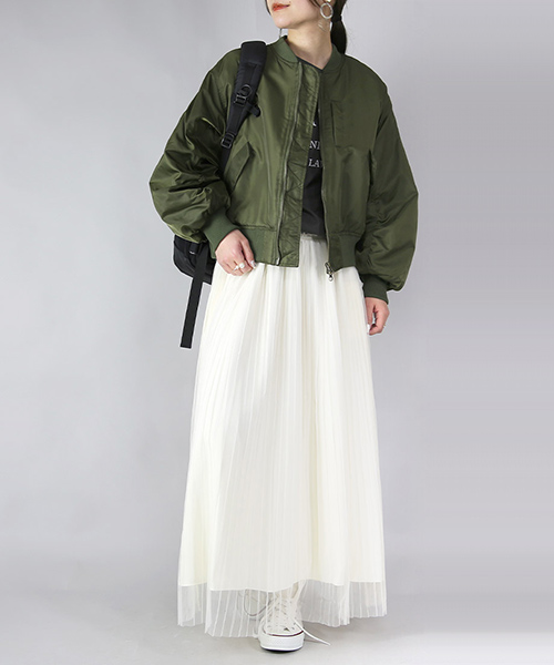 爆買 コーデセット レディース 3点 セットアップ ブルゾン ma-1 スカート カットソー tシャツ トップス ボトムス 送料無料 福袋 おしゃれ | and it_ | 01