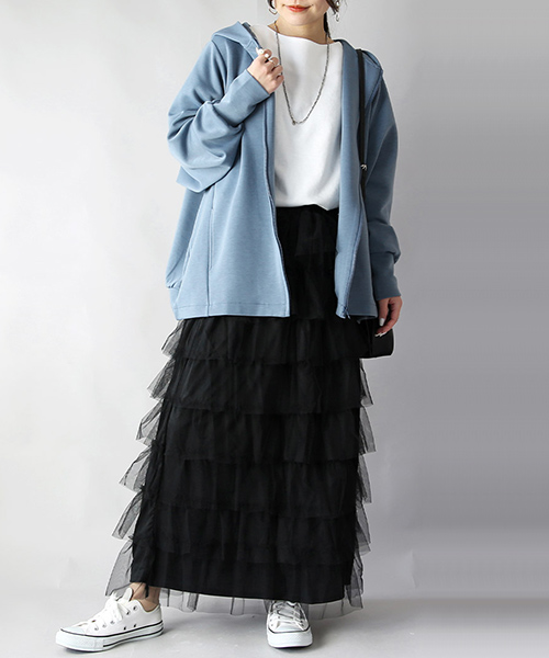 爆買 コーデセット レディース 3点 パーカー カットソー スカート トップス ボトムス 体型カバー 春 秋 白 M 送料無料 福袋 おしゃれ | and it_ | 01