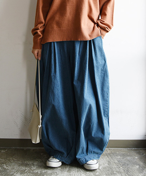 デニムパンツ レディース ワイド ウエストゴム 秋 冬 春 ロング メンズ 大きいサイズ ボリュームパンツ ボトムス 50代 40代 30代 20代 おしゃれ