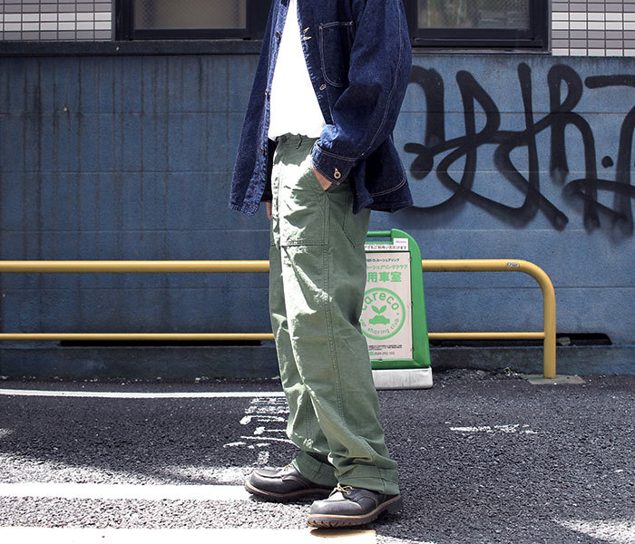 orSlow オアスロウ ファティーグパンツ 5002 ベイカーパンツ レギュラーフィット グリーンユーズド US ARMY FATIGUE  PANTS (01-5002-216)