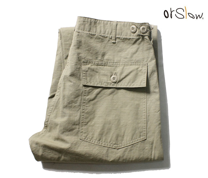 orSlow オアスロウ ベージュ リップストップ レギュラーフィット