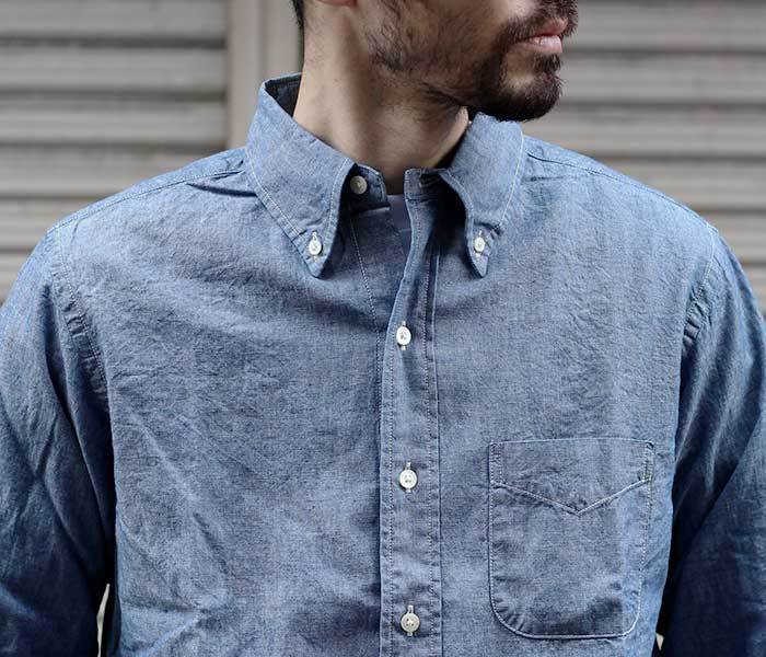 orSlow（オアスロウ） ボタンダウンシャツ ブルーシャンブレー 01-8012