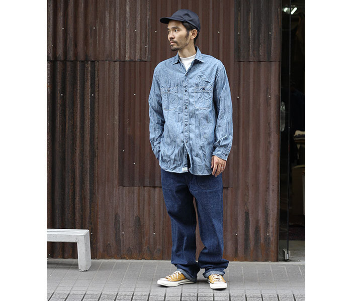 予約商品(お届け予定 2月頃以降) orSlow オアスロウ ヴィンテージフィット シャンブレー ワークシャツ VINTAGE FIT  CHAMBRAY WORK SHIRT (03-V8070-84-RESERVE)