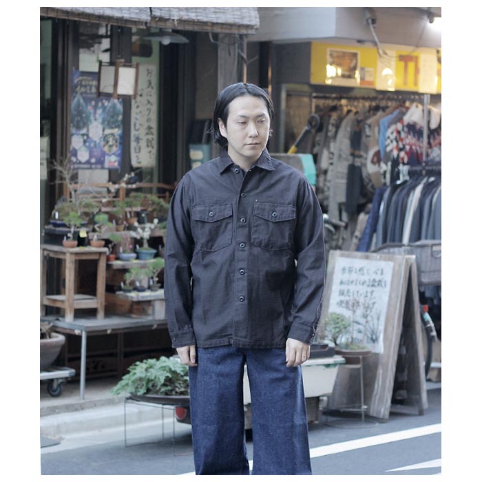 orSlow オアスロウ ユーティリティシャツ ブラック ミリタリー