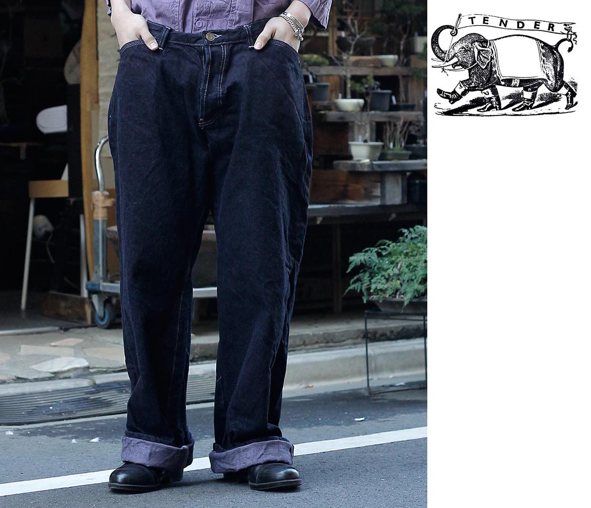 テンダー TENDER Co. イギリス製 パープル ログウッド染 極ワイド