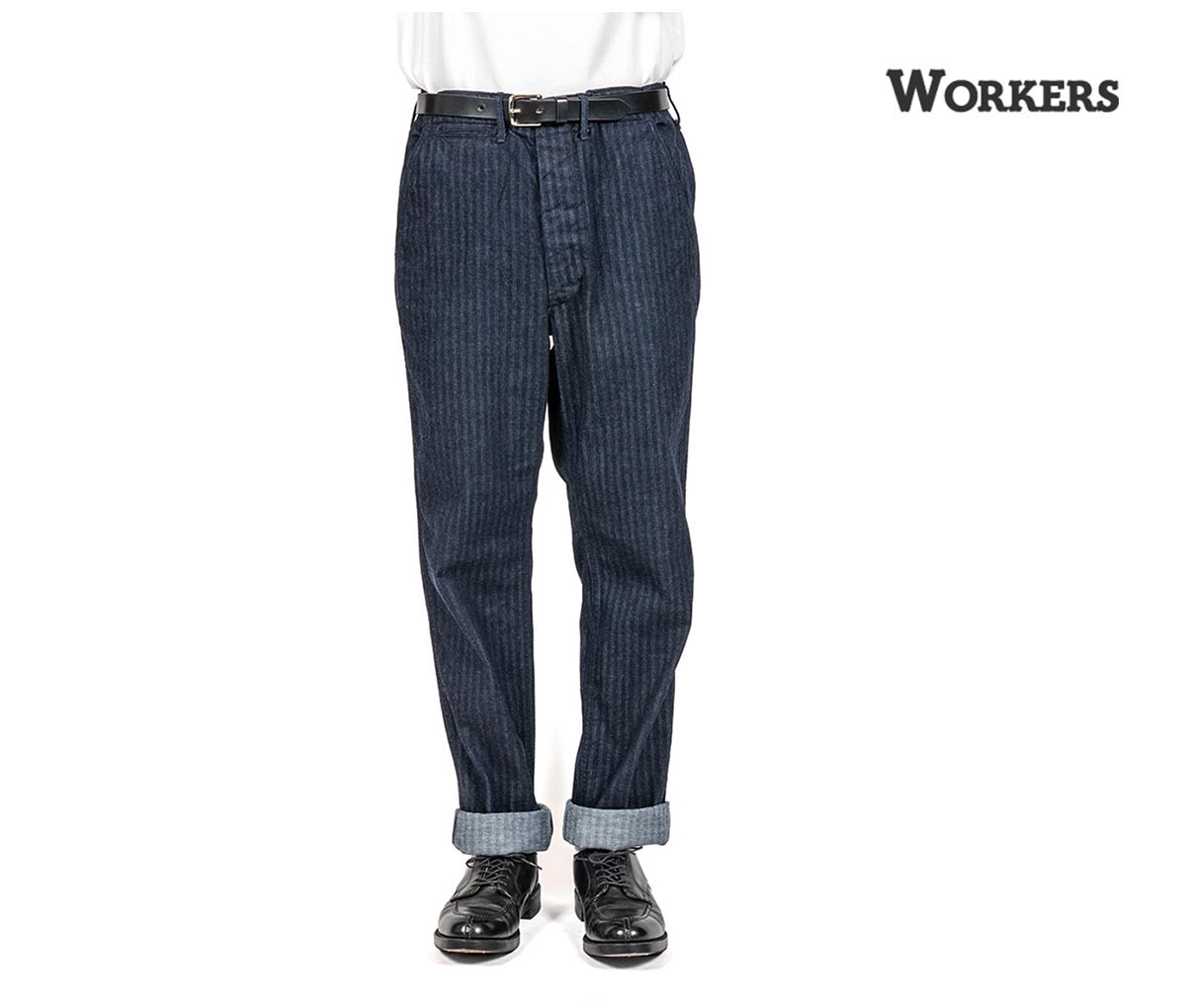 ワーカーズ WORKERS インディゴヘリンボーンオフィサー トラウザー