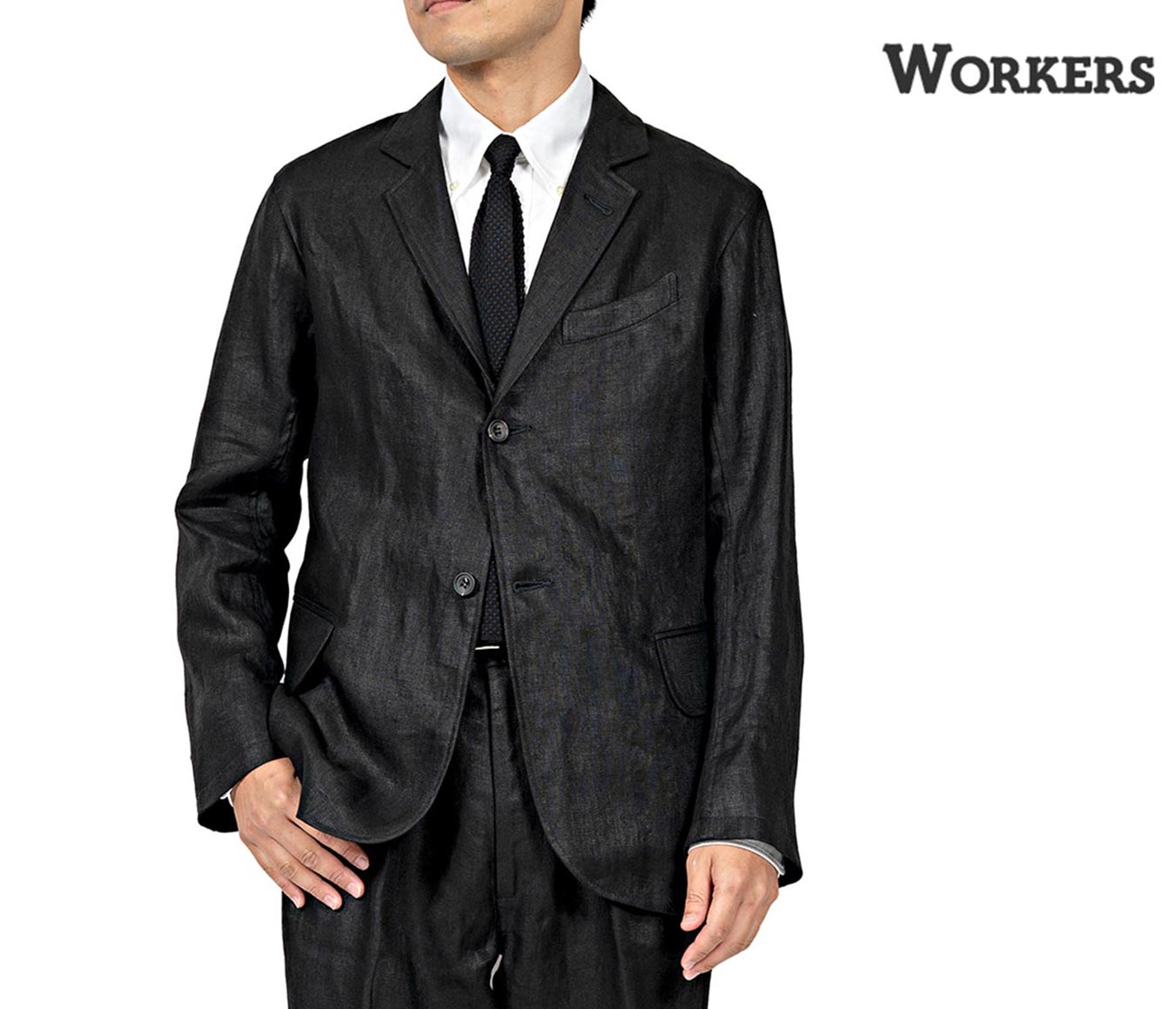 ワーカーズ WORKERS フレンチ リネン ブラック ムーングロー ブレザー