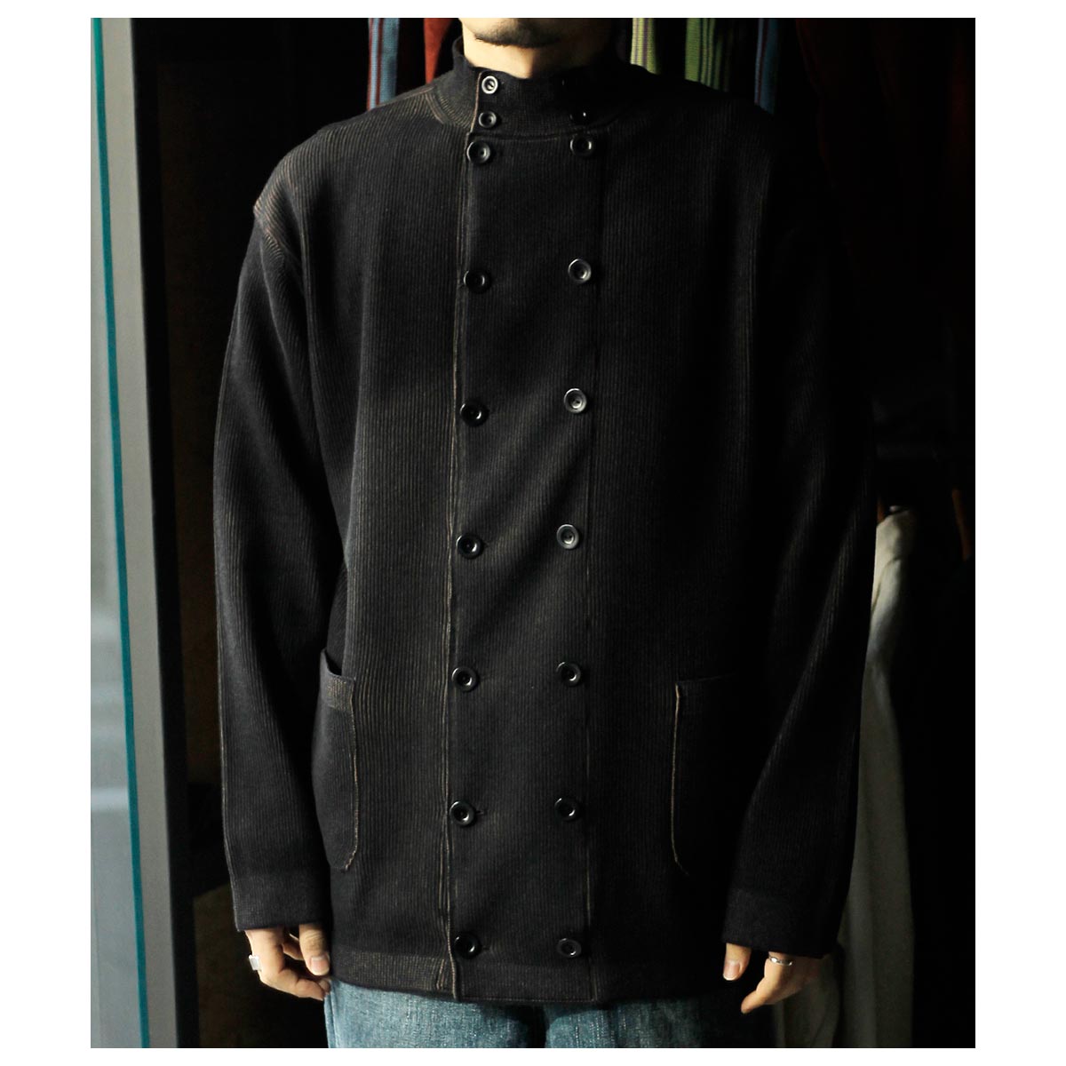 オーベルジュ AUBERGE コットン ダブル ニット カーディガン