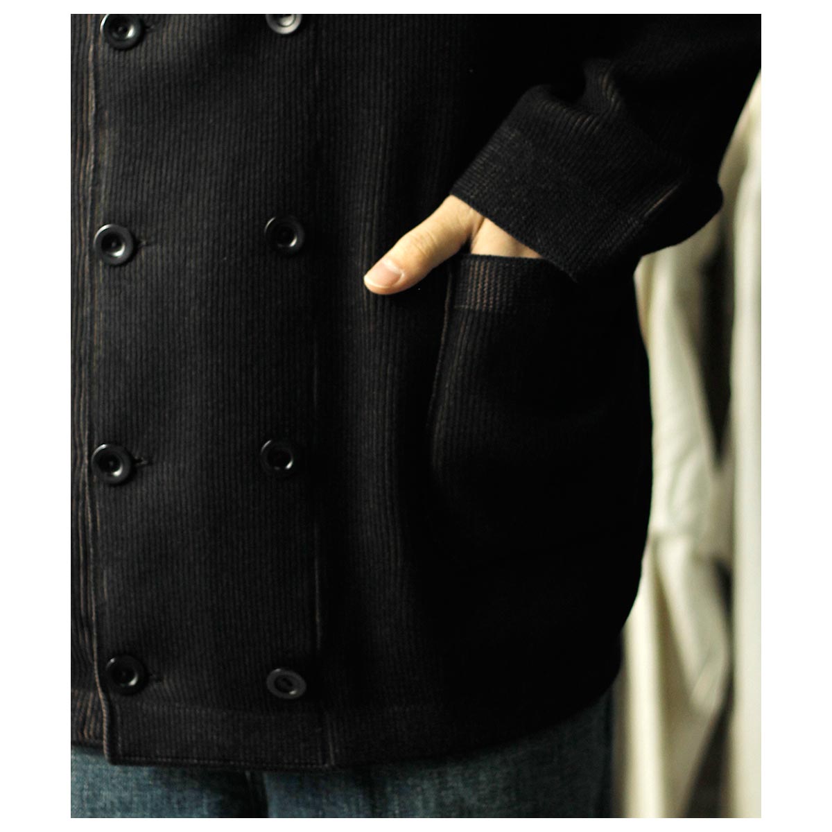 オーベルジュ AUBERGE コットン ダブル ニット カーディガン