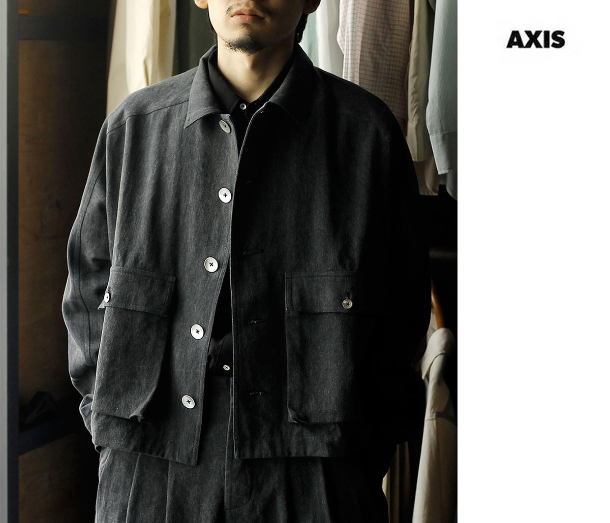 アクシス AXIS コットン ワッシャー ツイル ショートレングス ブルゾン 