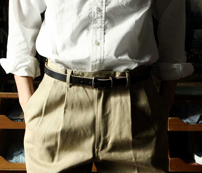 INTERIM インテリム　オークバークレザーベルト　25mm 25ss INTÉRIM/インテリム】25mm OAK BARK LEATHER BELT - BLACK