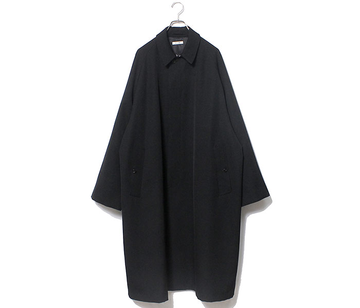 INTERIM インテリム ウールギャバジン シングルラグランコート ブラック it22a029_1.jpg