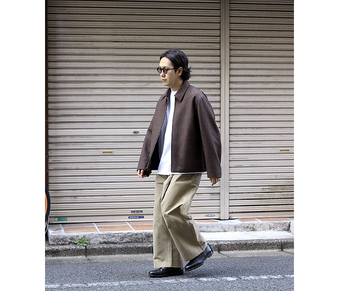 インテリム INTERIM LOVAT TWEED ハリントンジャケット D.BROWN/BLUE 