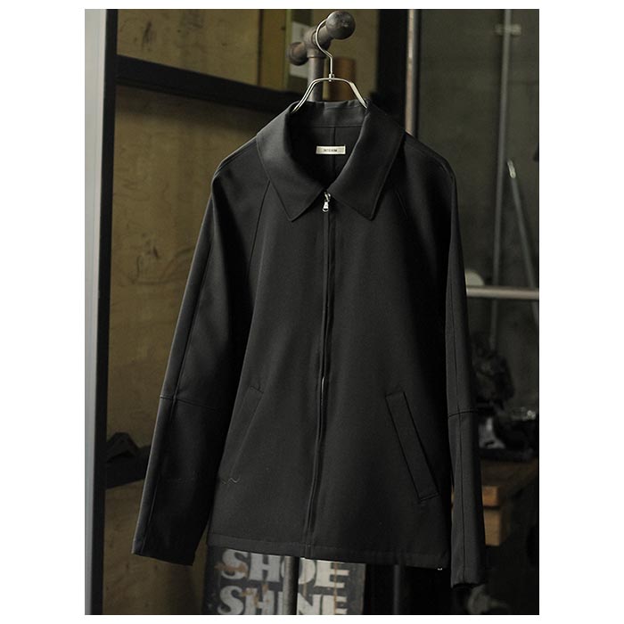 INTERIM ピュアブラック ウール ハリントン ジャケット INTÉRIM/インテリム】PURE BLACK WOOL HARRINGTON JACKET