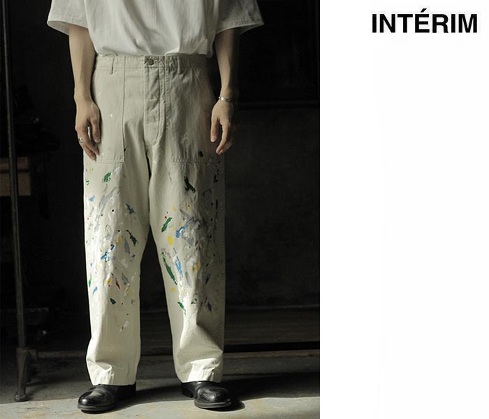 【希少】　interim　hbt　ベイカーパンツ　ヘリンボーン　インテリム インテリム INTERIM ミルクペイント オーガニックコットン