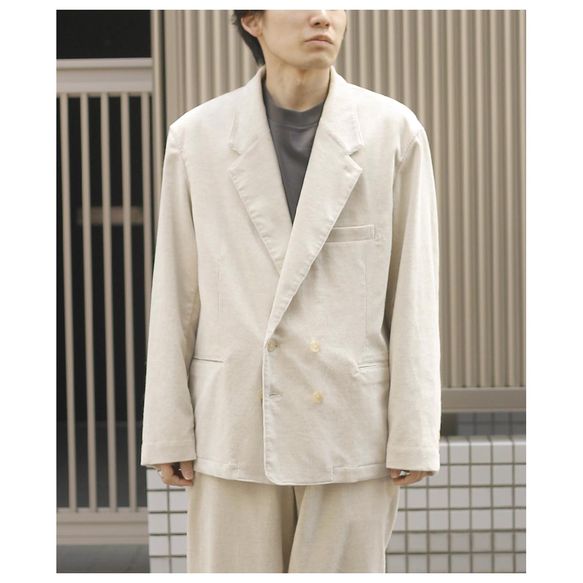 45rpm / インディゴテーラードジャケット/2/コットン/IDG インテリム INTERIM 9ウェール リネン コットン コーデュロイ