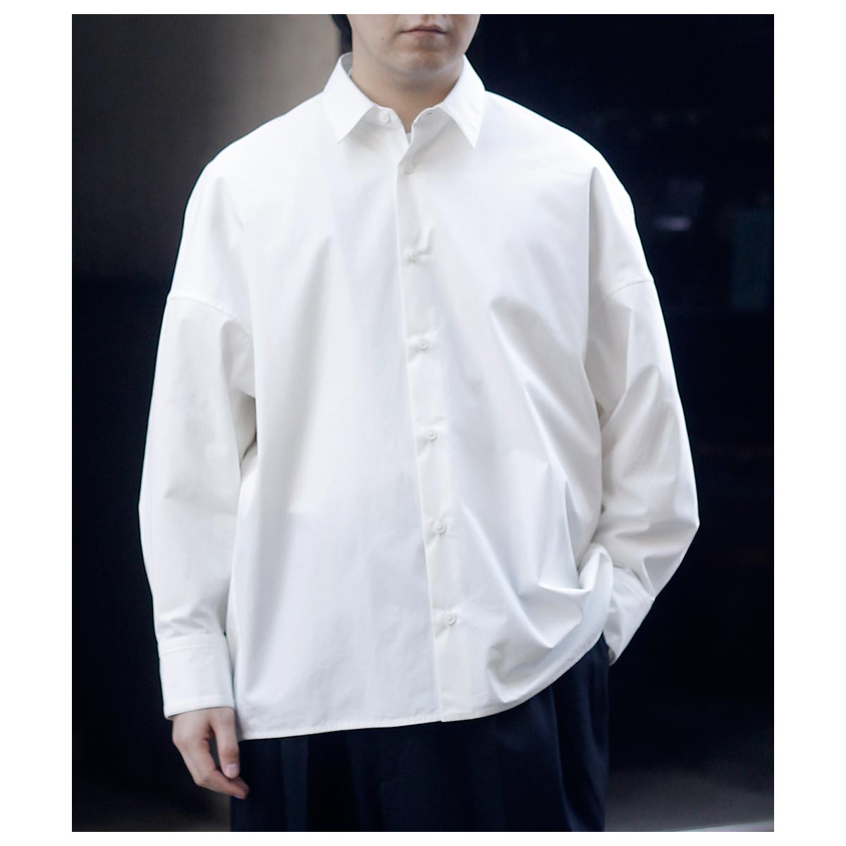 【nonnotte】オーバーサイズドレーピングシャツ　白 ノノット NONNOTTE クリア ヘビーブロード クロス ドレーピングシャツ