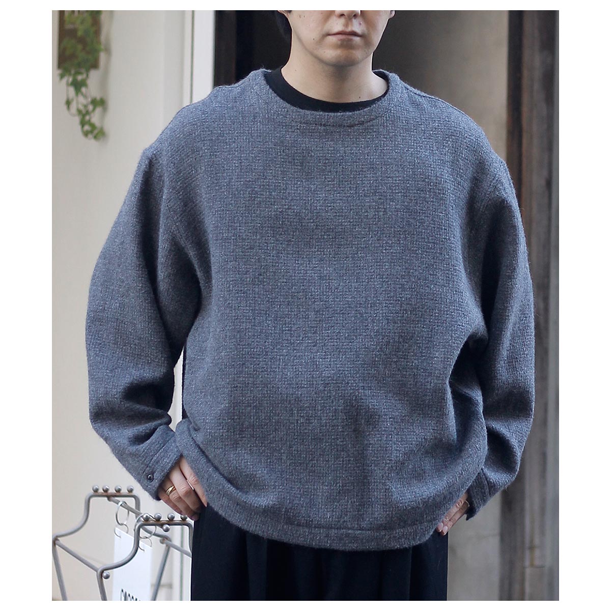 ノノット NONNOTTE アルパカ ドビー ワッフル クルーネックプル