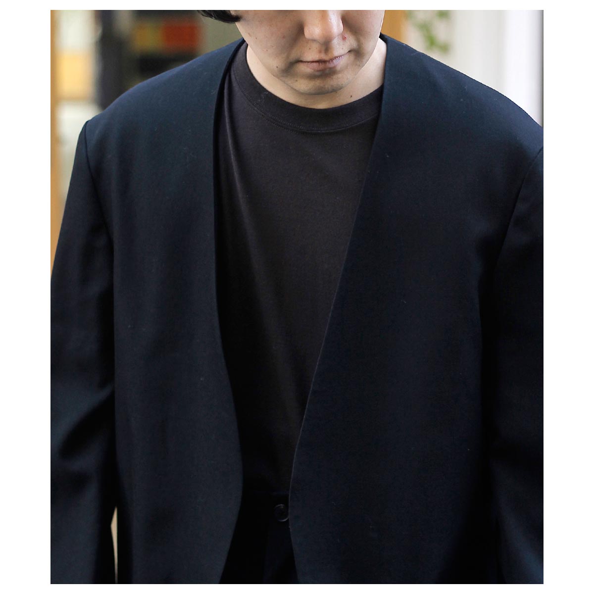 ノノット NONNOTTE ウール ギャバジン ドレーピング ノーカラー