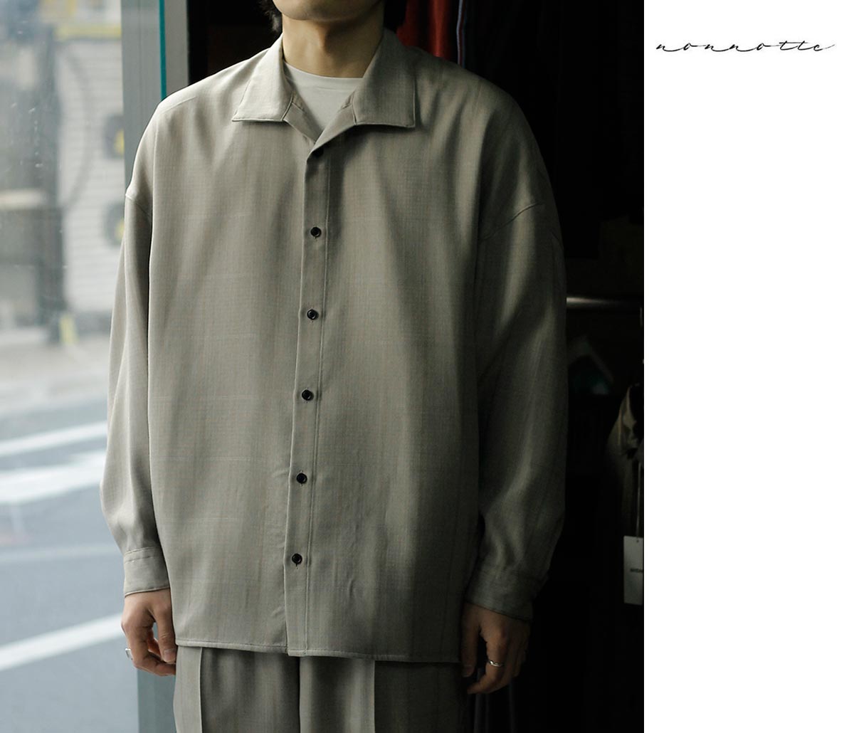 ノノット NONNOTTE ウールシルク ゴースト プレイド ドレーピング