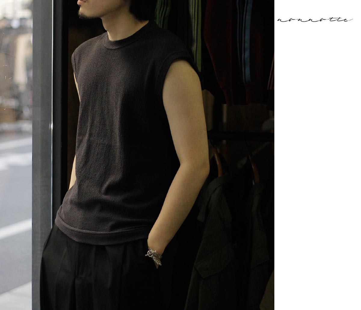 ノノット NONNOTTE オーストリッチジャージー スリーブレス Tシャツ (N 