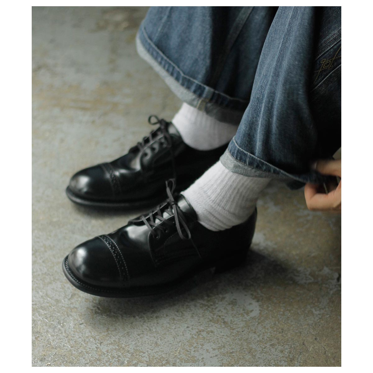 Sanders Military Derby Shoe GB 4½ ブラック SANDERS サンダース パンチドキャップ ミリタリーダービー