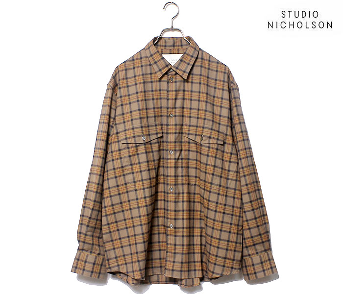 STUDIO NICHOLSON - オープンカラー チェックシャツ STUDIO NICHOLSON(スタジオニコルソン) 19SS 2nd Delivery