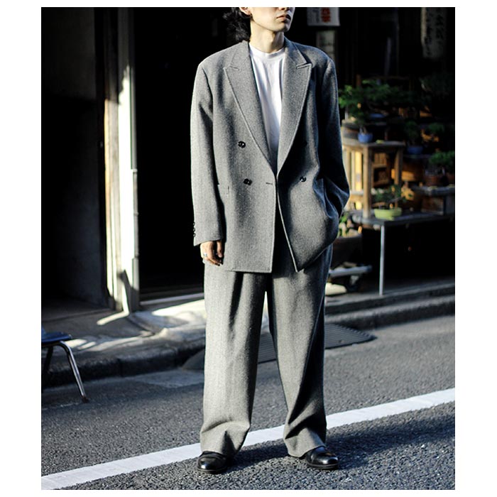 アルテリア ULTERIOR ウールシルク ヘリンボーン ワイドパンツ (ULPT45