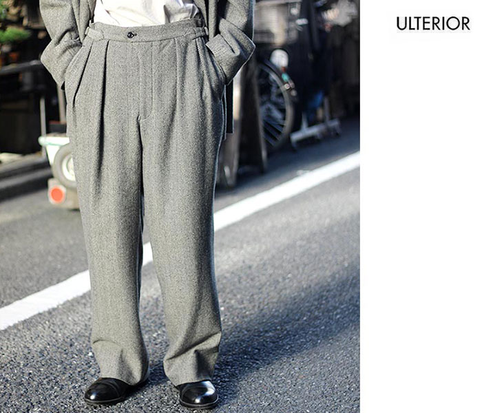 アルテリア ULTERIOR ウールシルク ヘリンボーン ワイドパンツ (ULPT45