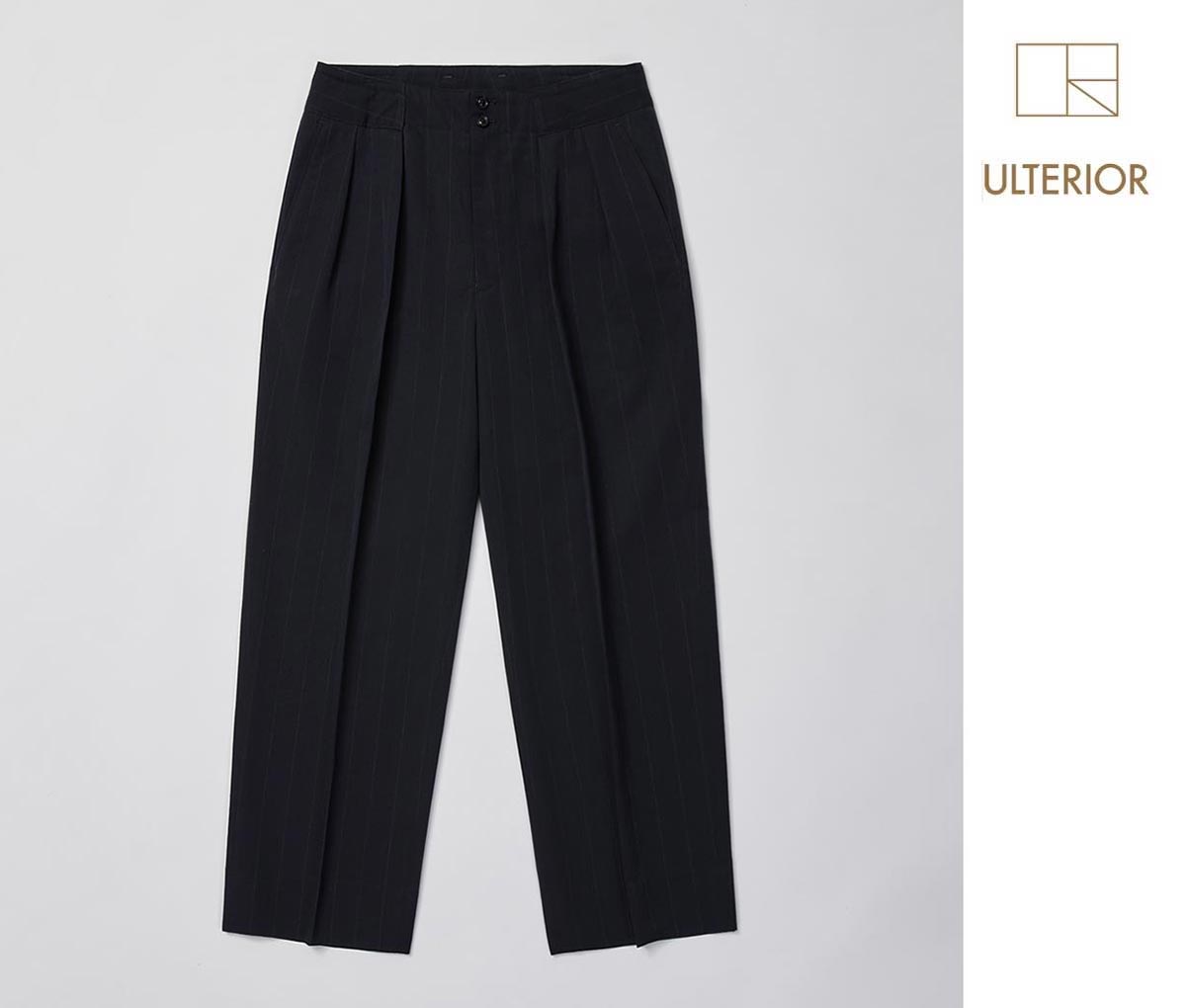 アルテリア ULTERIOR ウール 和紙 ストライプ タック トラウザー