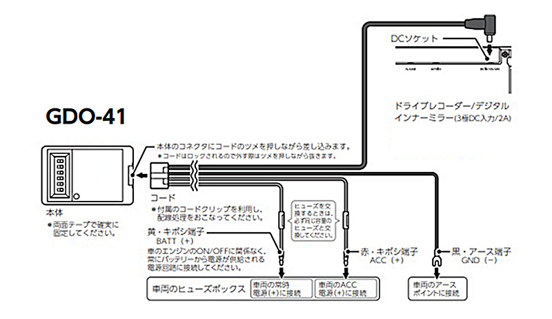 CELLSTAR（セルスター） GDO-41 cellstar 常時電源コード 3極DCプラグ