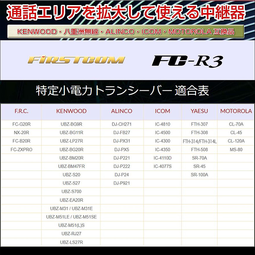 FC-R3(W) F.R.C FRC エフアールシー 特定小電力トランシーバー用中継器